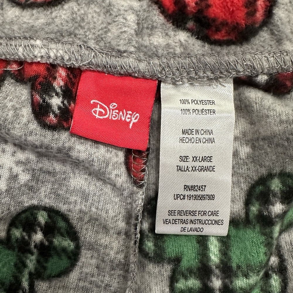 Disney Mickey Mouse Red Green Plaid Holiday Pajama Pants XX-Large 43" Length - Picture 3 of 5